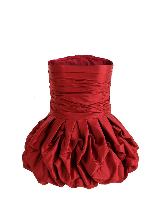 kids atelier tulleen Burgundy Strapless Satin Dress