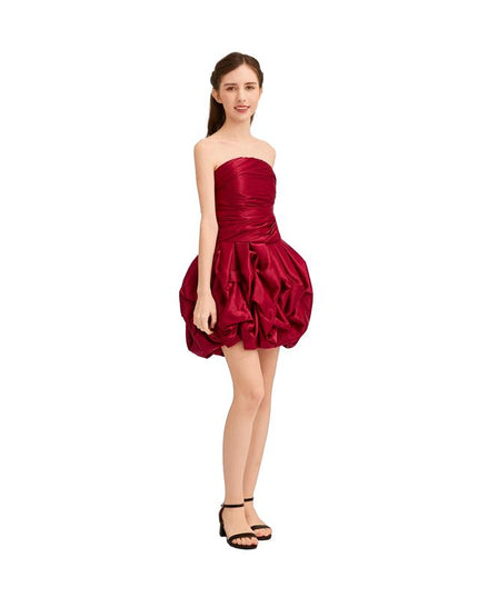 kids atelier tulleen Burgundy Strapless Satin Dress