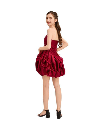 kids atelier tulleen Burgundy Strapless Satin Dress