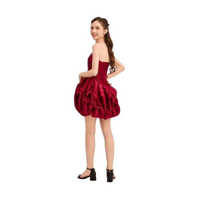 kids atelier tulleen Burgundy Strapless Satin Dress