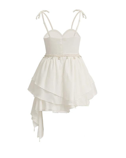 kids atelier tulleen White Asymmetrical Sweetheart Dress