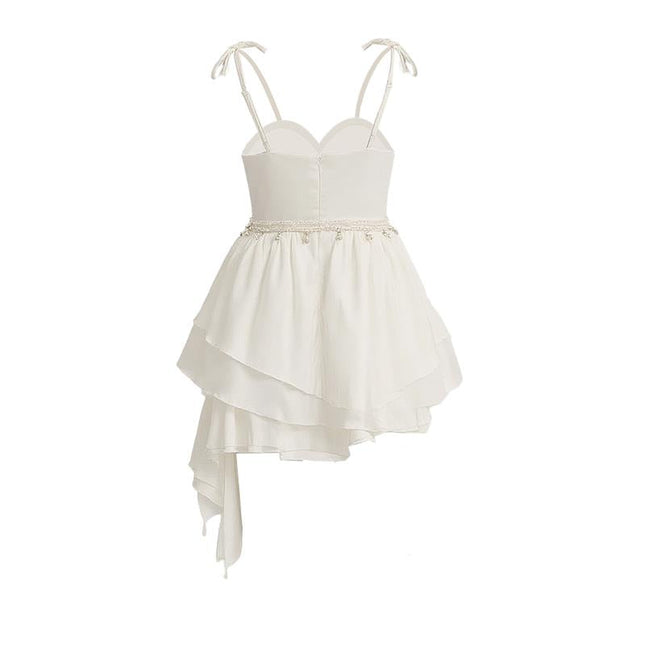 kids atelier tulleen White Asymmetrical Sweetheart Dress