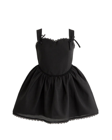 kids atelier tulleen Black Lace Trim Flared Dress