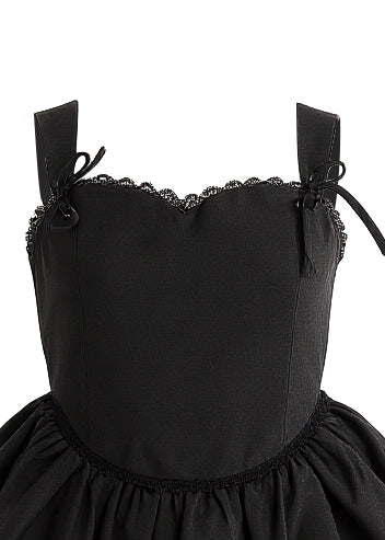 kids atelier tulleen Black Lace Trim Flared Dress