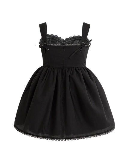kids atelier tulleen Black Lace Trim Flared Dress