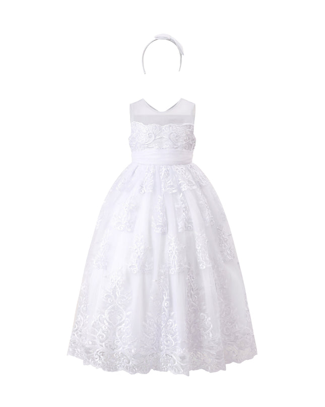 tulleen White Auresta Lace Sleeveless Dress