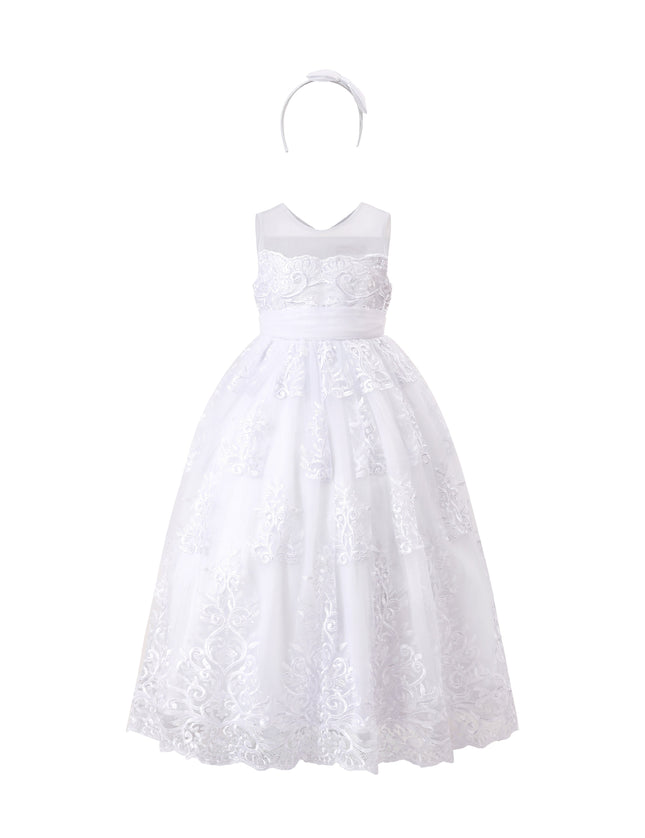 tulleen White Auresta Lace Sleeveless Dress