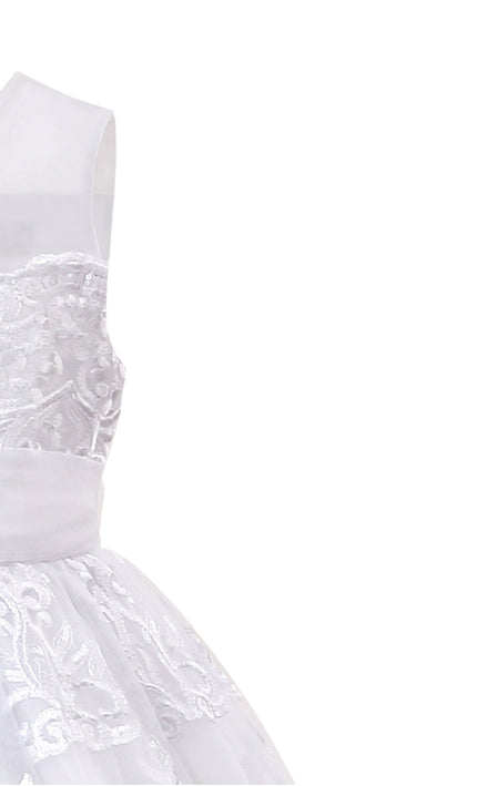 tulleen White Auresta Lace Sleeveless Dress