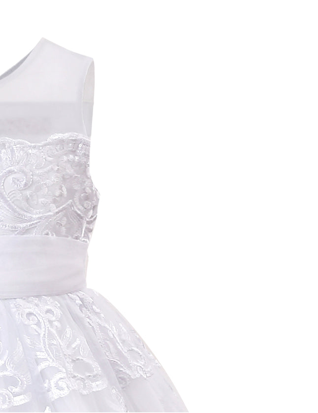 tulleen White Auresta Lace Sleeveless Dress