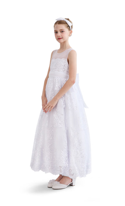 tulleen White Auresta Lace Sleeveless Dress