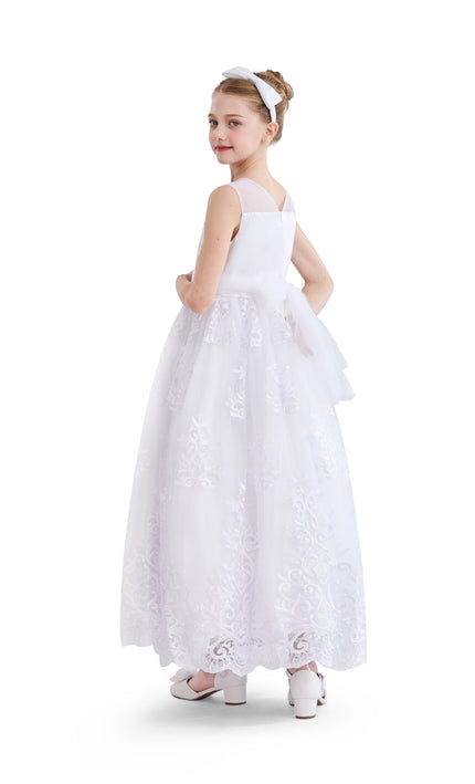 tulleen White Auresta Lace Sleeveless Dress