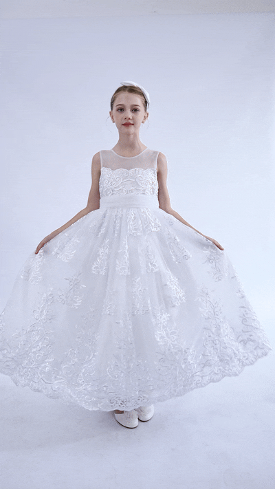 tulleen White Auresta Lace Sleeveless Dress