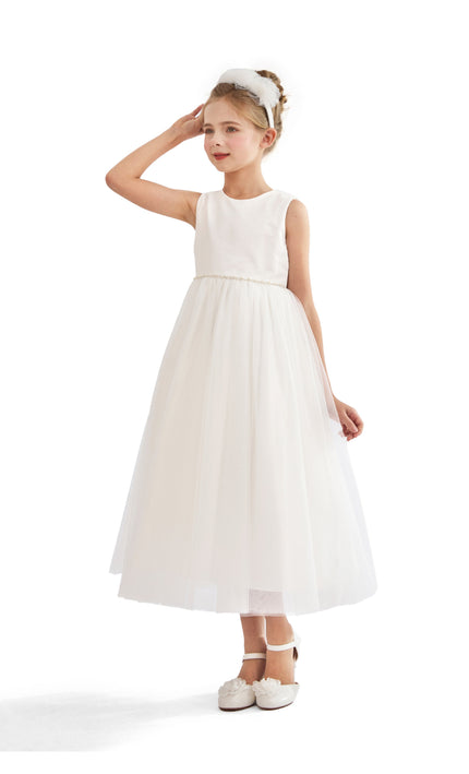 tulleen White Lysandra Sleeveless Formal Dress