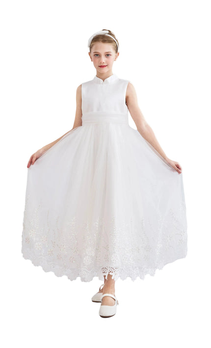 tulleen White Alvaria Sleeveless Lace Dress