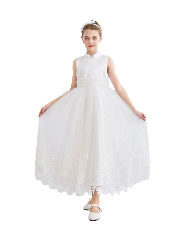 tulleen White Alvaria Sleeveless Lace Dress