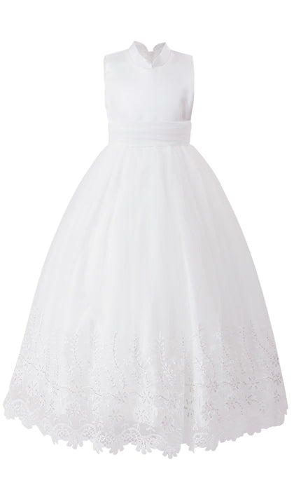 tulleen White Alvaria Sleeveless Lace Dress