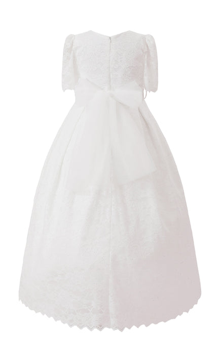 tulleen White Belciana Short Sleeve Lace Dress