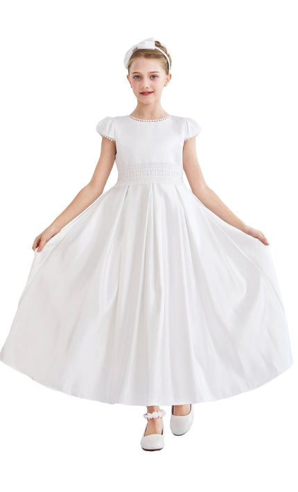 kids atelier tulleen White Dalmira Puff Sleeve Formal Dress
