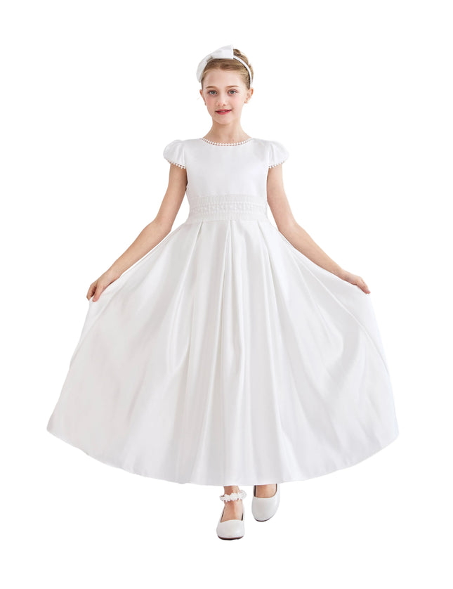 kids atelier tulleen White Dalmira Puff Sleeve Formal Dress