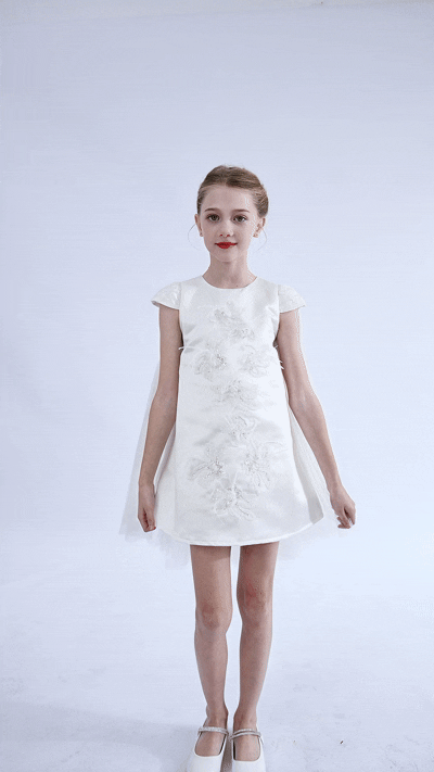 kids atelier tulleen White Embroidered Briavelle Dress