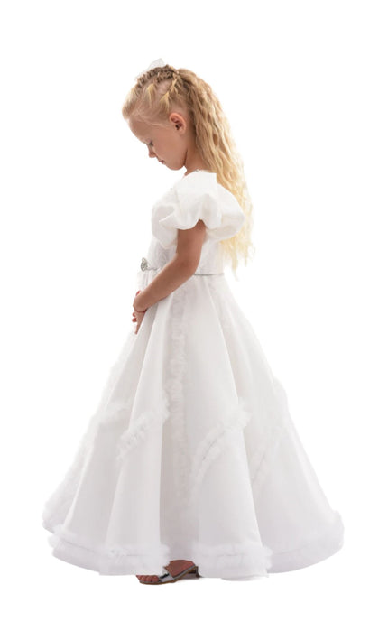 kids atelier tulleen White Raineri Gem Shimmer Overlay Dress