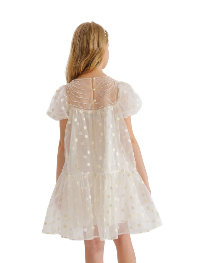 White Perivale Floral Overlay Dress