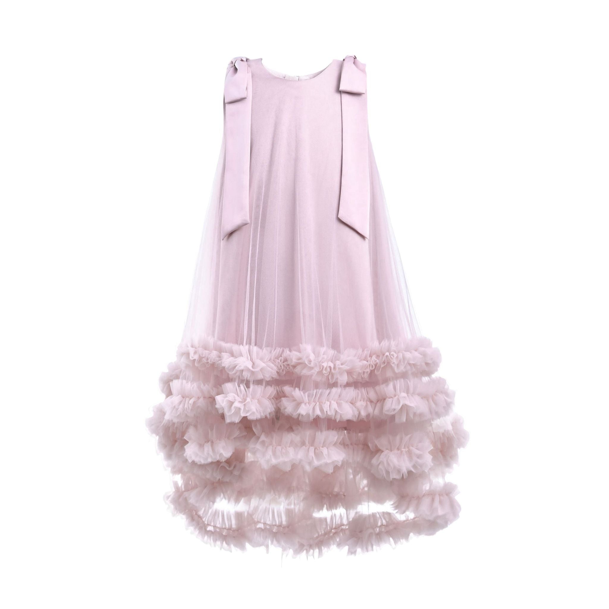 Pink Violeta Sleeveless Ruffle Overlay Dress - Tulleen.com