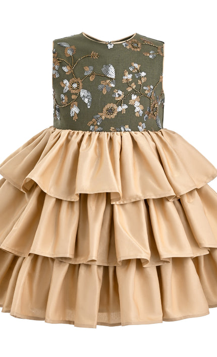 kids atelier tulleen Olive Maren Embroidered Tiered Tulle Dress