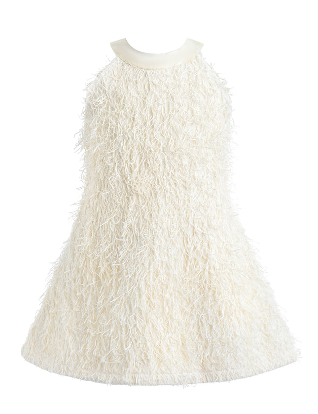 kids atelier tulleen Cream Rosette Ribbon-Back Dress