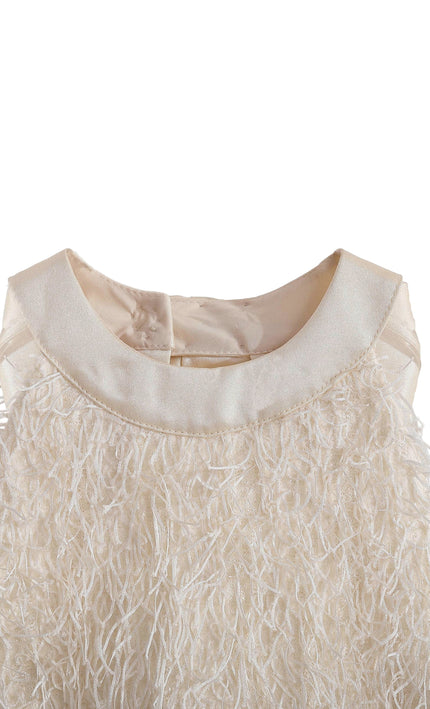 kids atelier tulleen Cream Rosette Ribbon-Back Dress