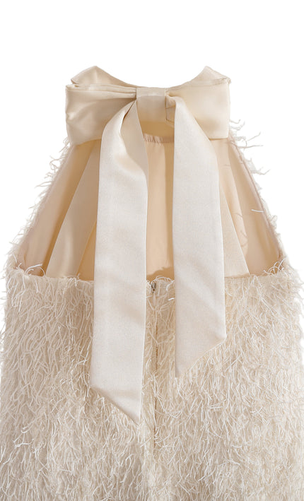 kids atelier tulleen Cream Rosette Ribbon-Back Dress