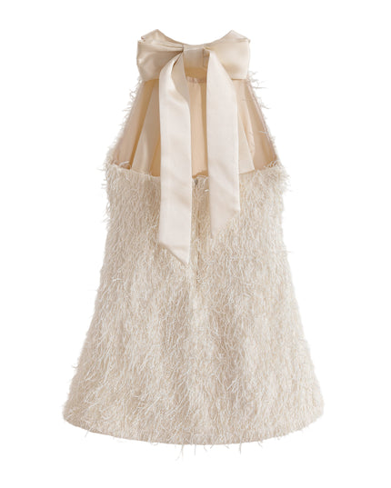 kids atelier tulleen Cream Rosette Ribbon-Back Dress