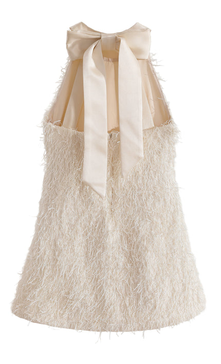 kids atelier tulleen Cream Rosette Ribbon-Back Dress