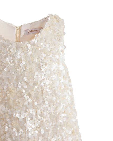 kids atelier tulleen Ivory Sequin Feather Dress