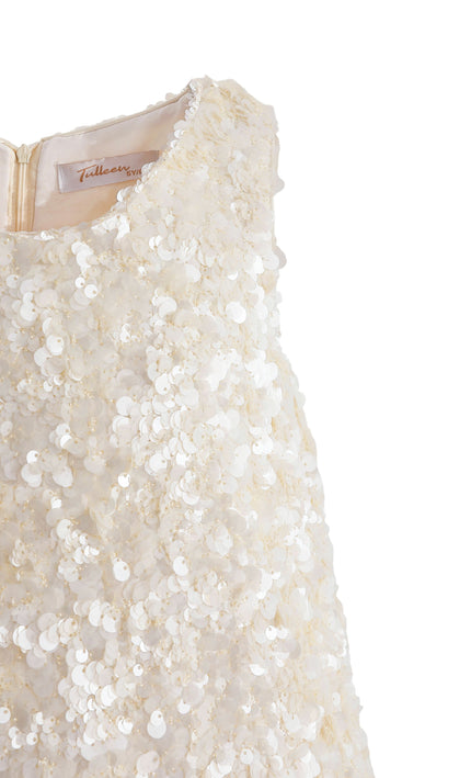 kids atelier tulleen Ivory Sequin Feather Dress