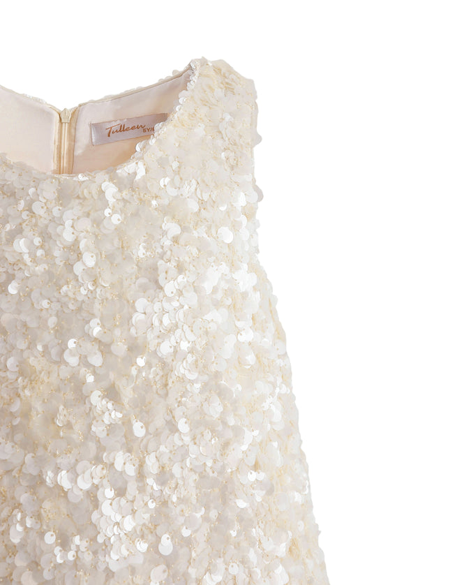 kids atelier tulleen Ivory Sequin Feather Dress