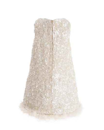 kids atelier tulleen Ivory Sequin Feather Dress