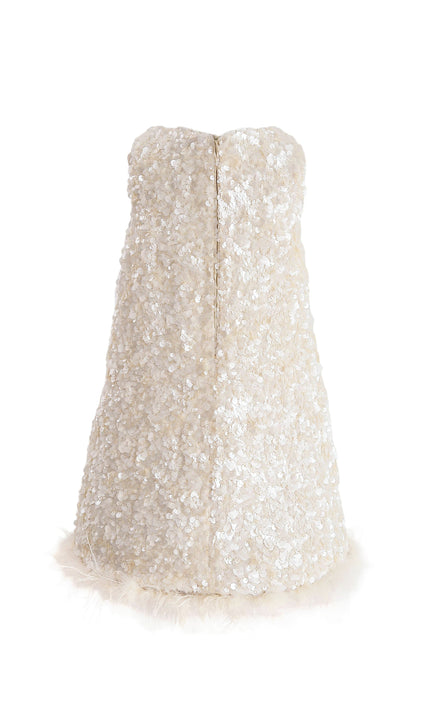kids atelier tulleen Ivory Sequin Feather Dress