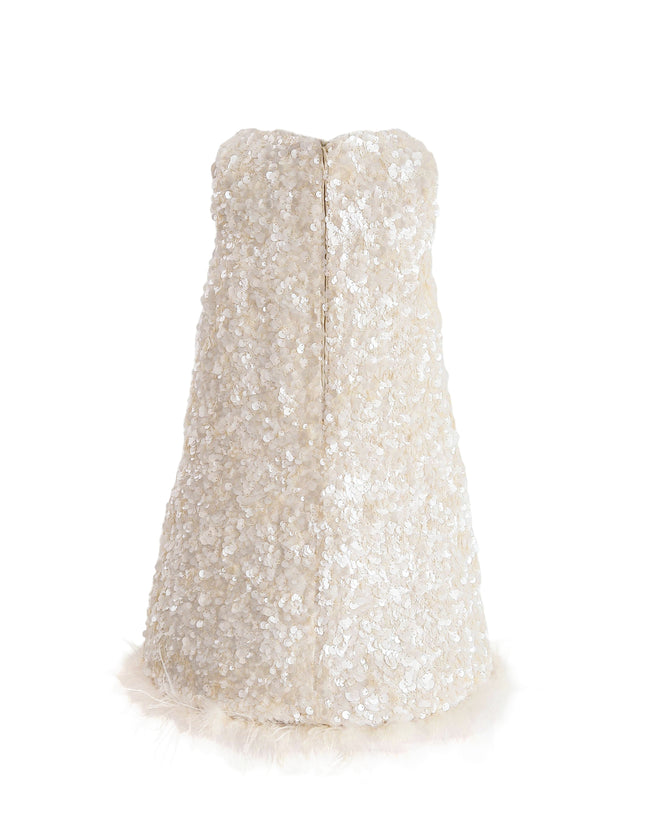 kids atelier tulleen Ivory Sequin Feather Dress