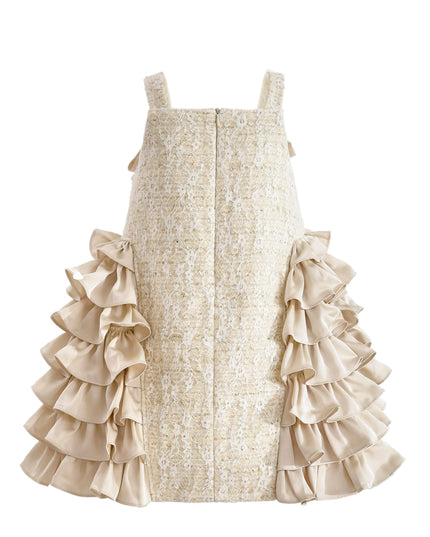 kids atelier tulleen Cream Ruffle Cascade Bow Dress