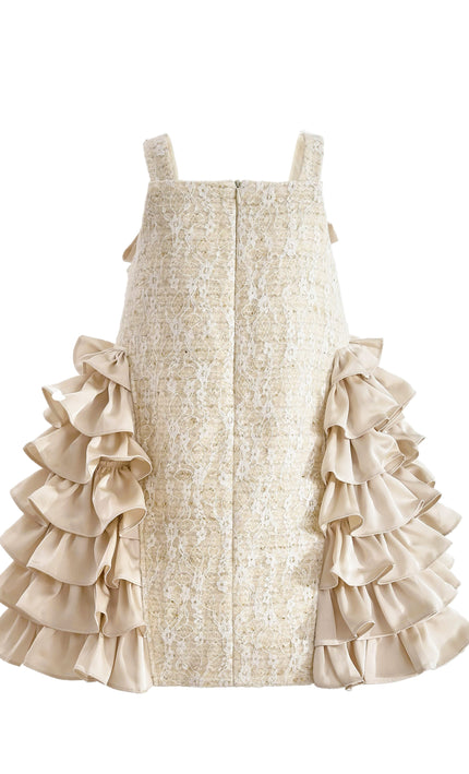 kids atelier tulleen Cream Ruffle Cascade Bow Dress