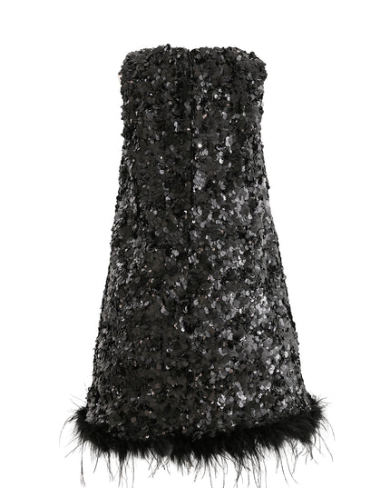 kids atelier tulleen Black Sequin Feather-Hem Dress