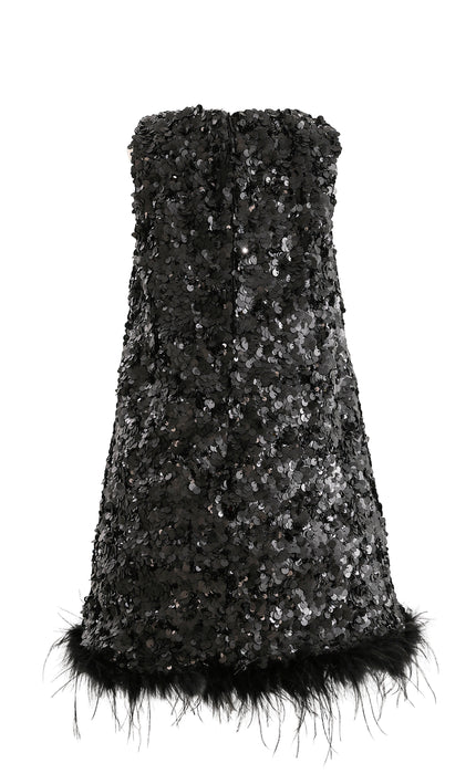 kids atelier tulleen Black Sequin Feather-Hem Dress
