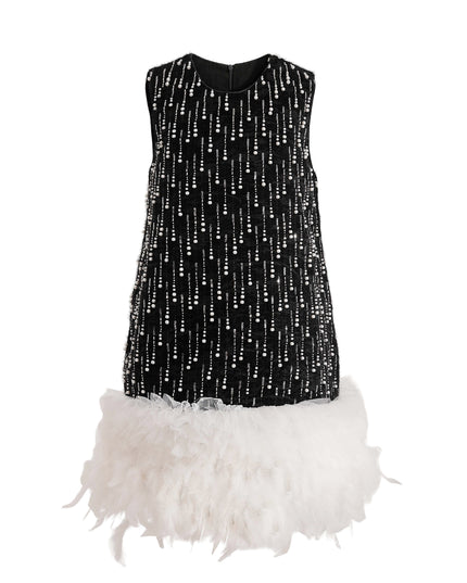 kids atelier tulleen Black & White Feathered Glam Dress