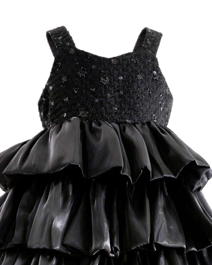 kids atelier tulleen Black Ruffle Tiered Gala Dress