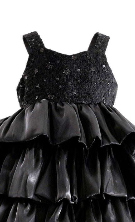 kids atelier tulleen Black Ruffle Tiered Gala Dress