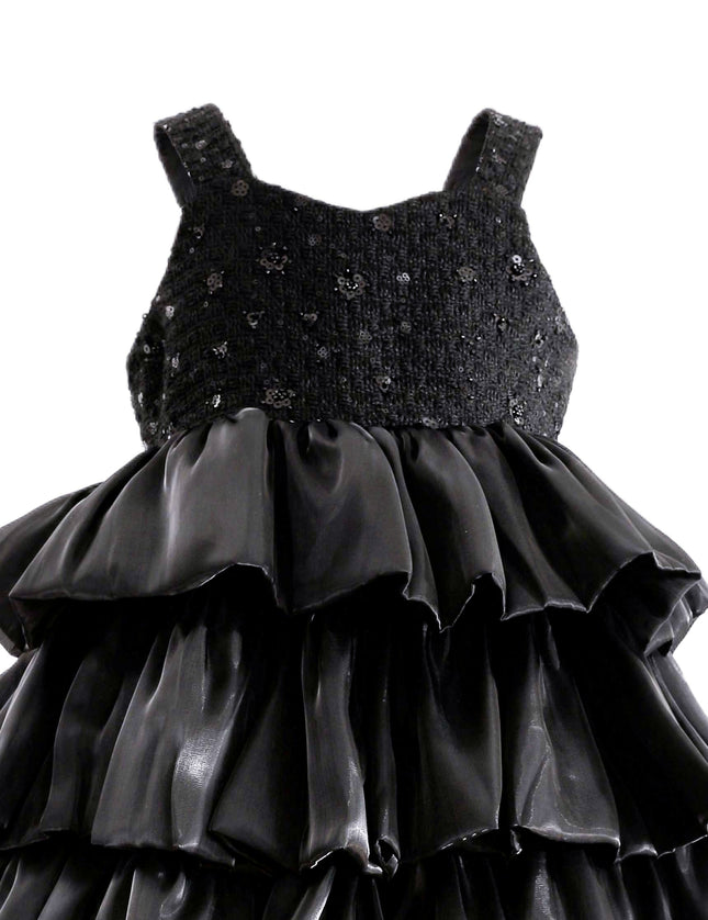 kids atelier tulleen Black Ruffle Tiered Gala Dress