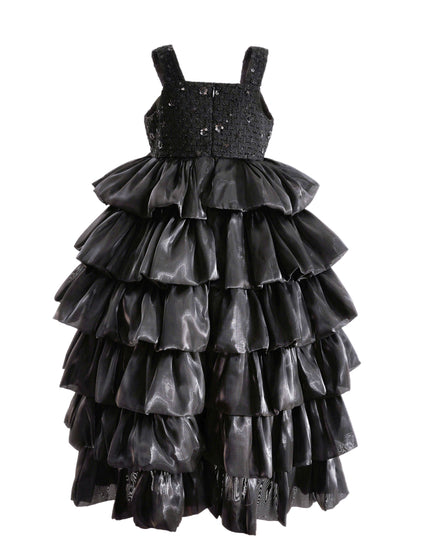 kids atelier tulleen Black Ruffle Tiered Gala Dress