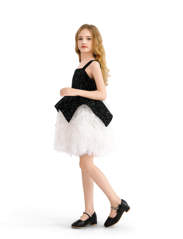 kids atelier tulleen Black Glitter & Tulle Celebration Dress
