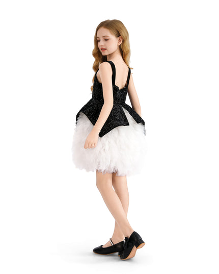 kids atelier tulleen Black Glitter & Tulle Celebration Dress